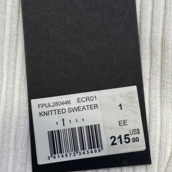 NEW THE KOOPLES Womens Sweater Top White Size 1/S Rib Knit V-Neck Pullover - Picture 4 of 11